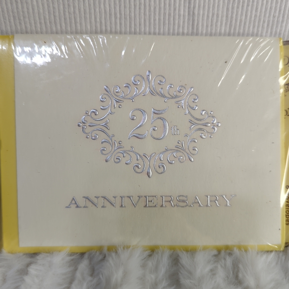Vintage 25th Anniversary Invitations‎ 4 Pks Of 8 Unopened Ivory And Silver